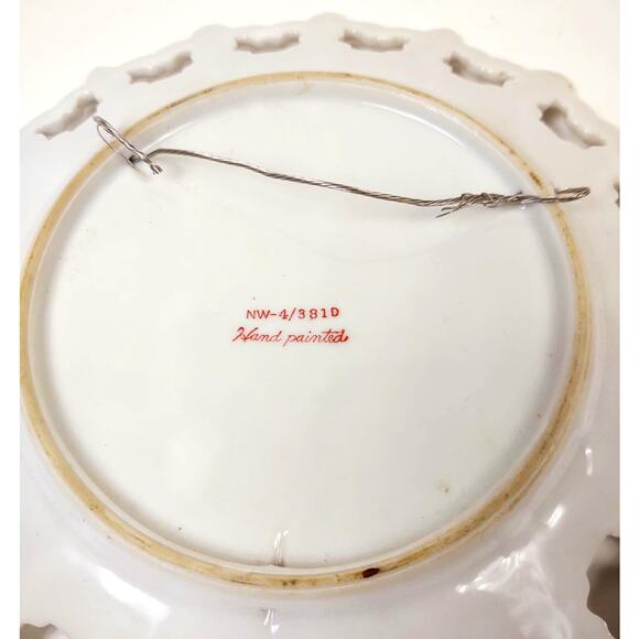 VTG Norcrest Hand Painted Ceramic Decorative Cut Out Plate Apple Wall Art Japan - Picture 6 of 6